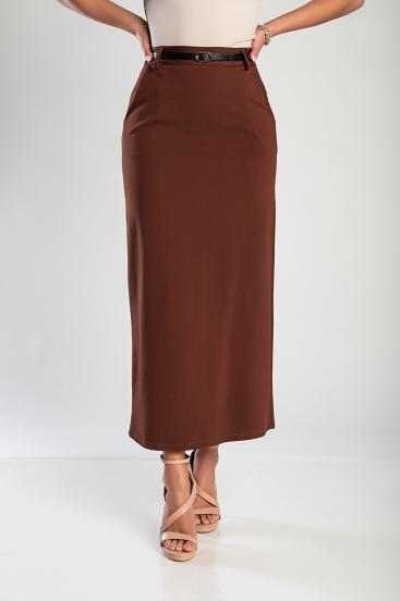 Elegantná midi sukňa, hnedá